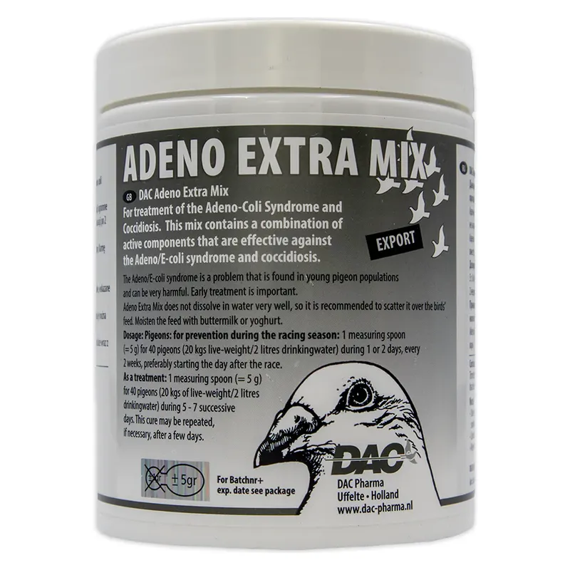 Recipientul de Adeno Extra Mix DAC Pharma, pulbere pentru porumbei