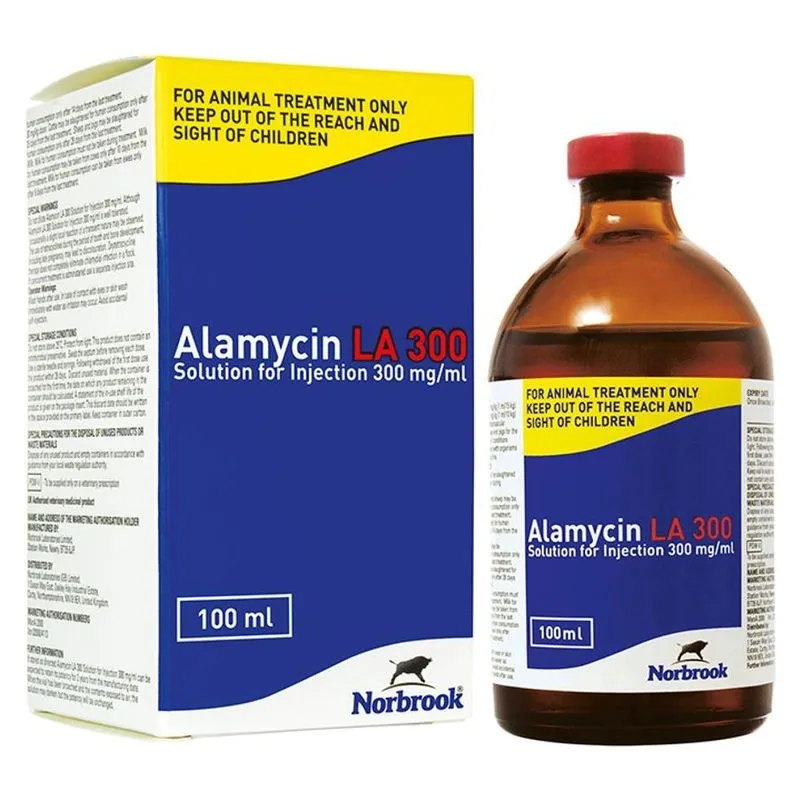 Cutia și flaconul de Alamycin LA 300, soluție injectabilă cu oxitetraciclină 300 mg/ml