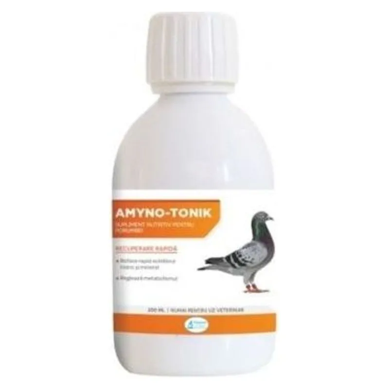 Flaconul de 250 ml de Amyno-Tonik, supliment nutritiv pentru porumbei