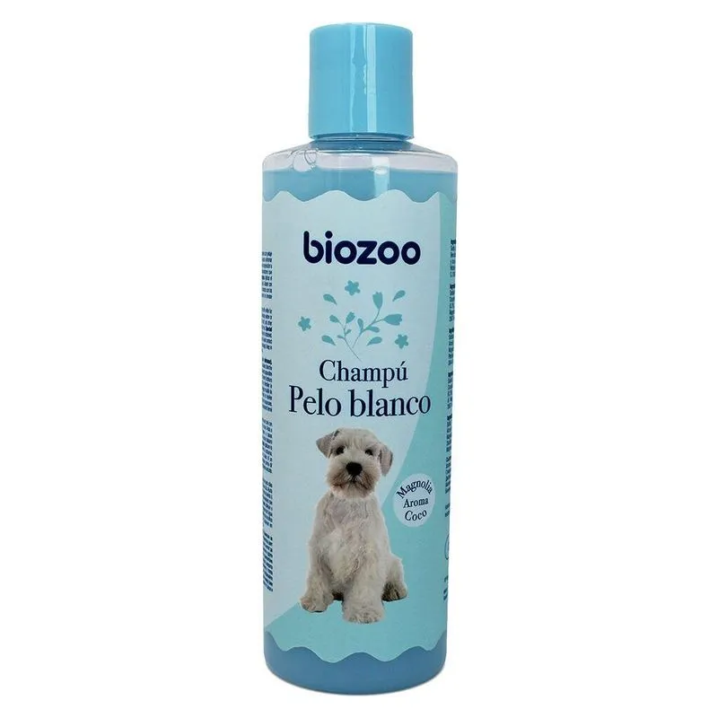 Flaconul de Biozoo șampon pentru câini cu blană albă, 250 ml