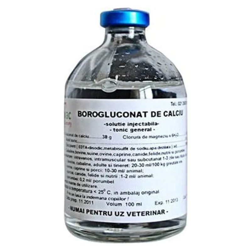 Flaconul de 100 ml de borogluconat de calciu, soluție injectabilă