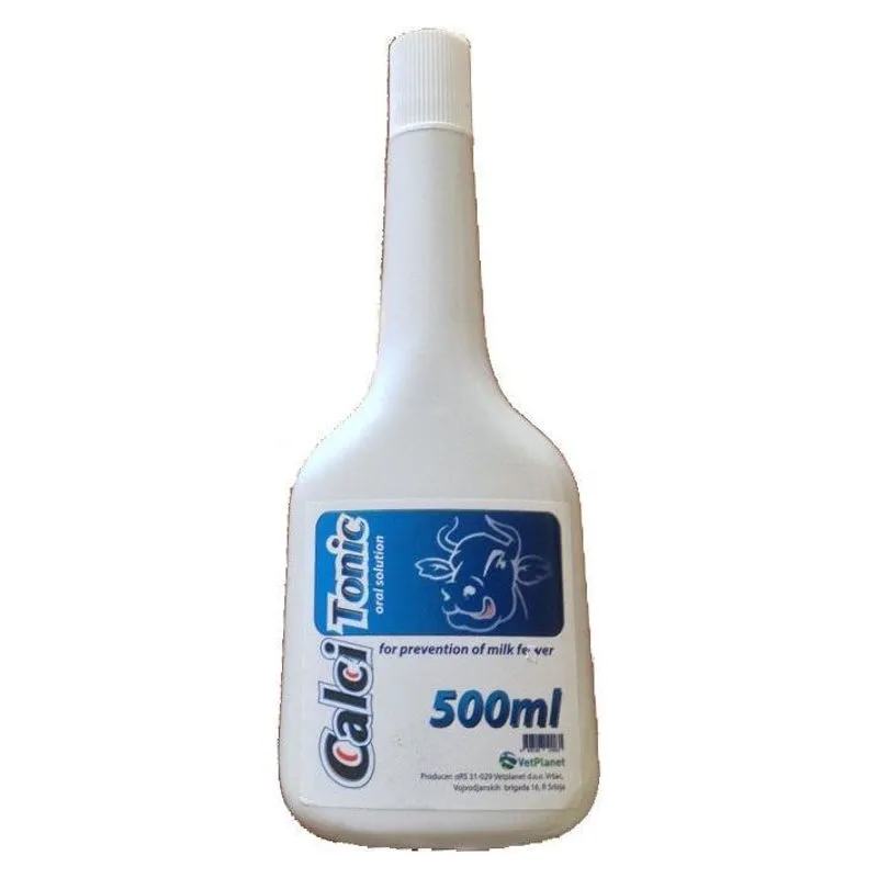 Flaconul de CalciTonic 500 ml, soluție orală cu calciu pentru vaci