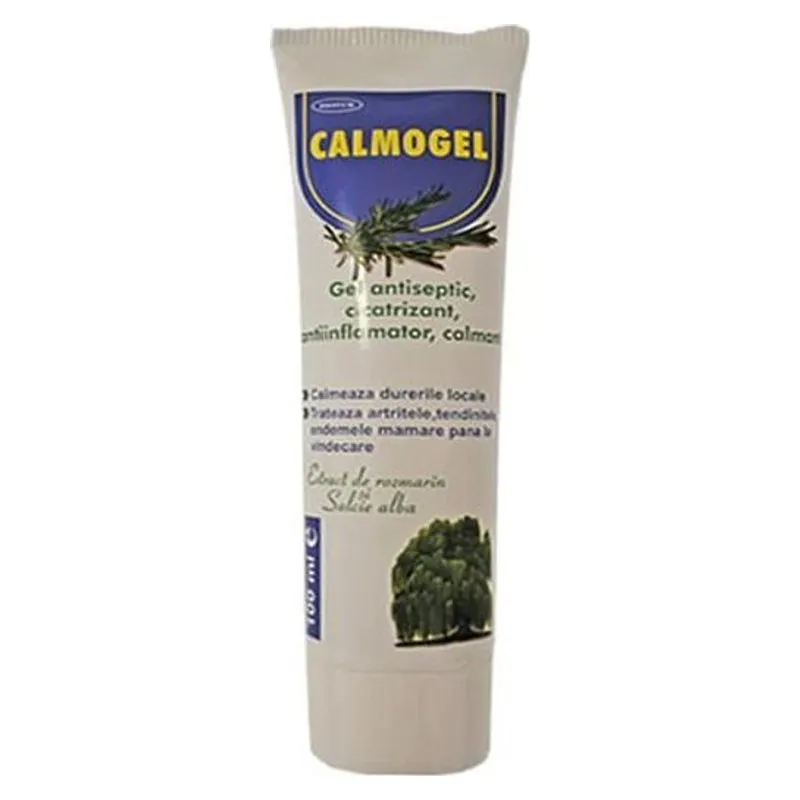Tubul de Calmogel 100 g, gel antiseptic cu extract de rozmarin și salcie albă