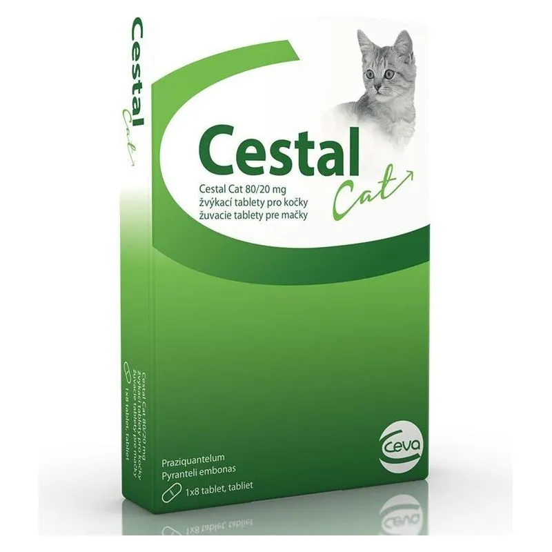 Cutia de Cestal Cat, comprimate masticabile antiparazitare pentru pisici