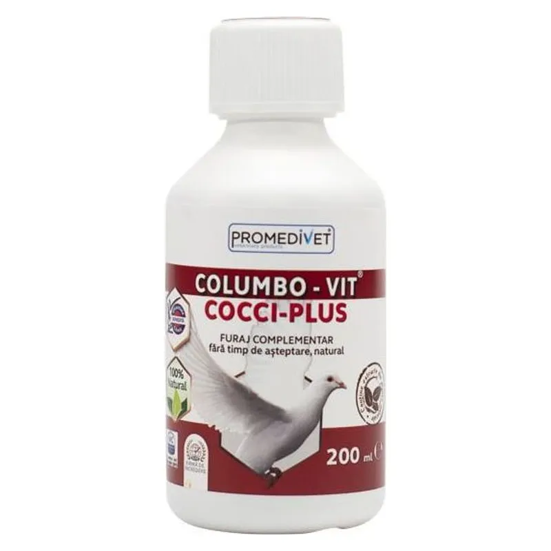 Flaconul de 200 ml de Columbo-Vit Cocci-Plus pentru porumbei
