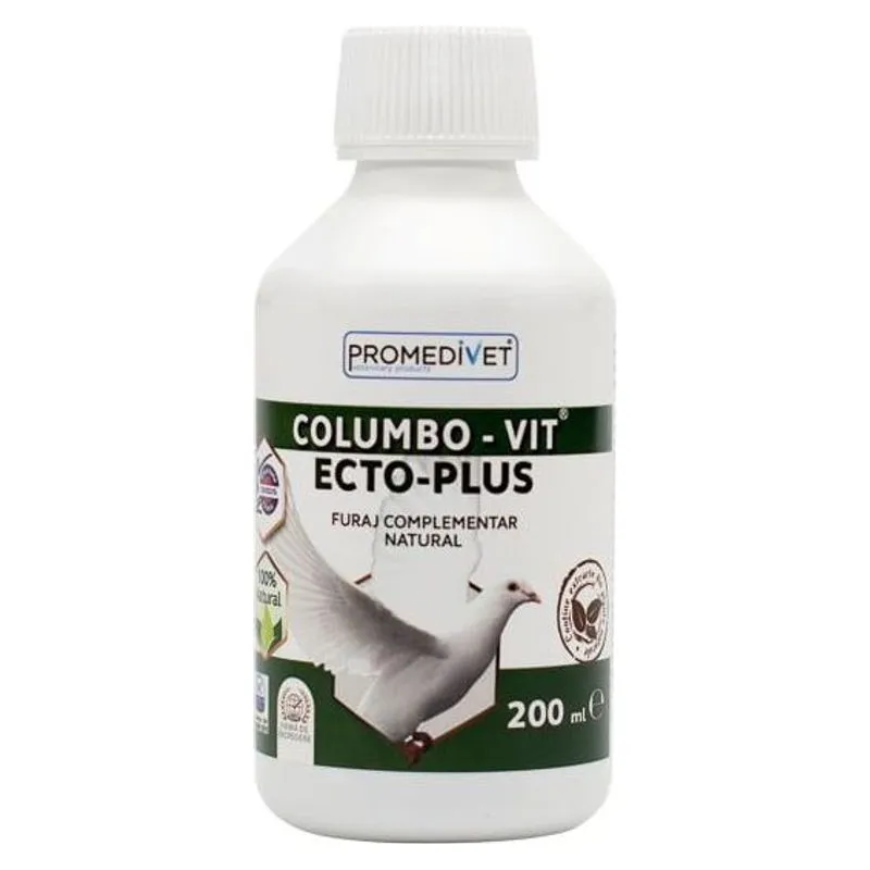 Flaconul de 200 ml de Columbo-Vit Ecto-Plus pentru porumbei