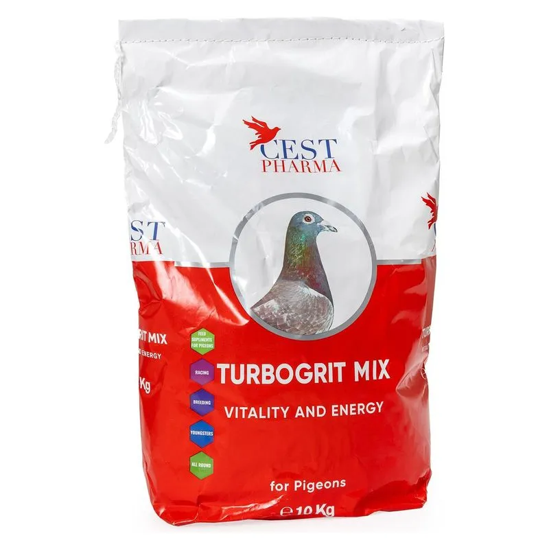 Sacul de 10 kg de Turbogrit Mix Cest Pharma, amestec de grit și minerale pentru porumbei