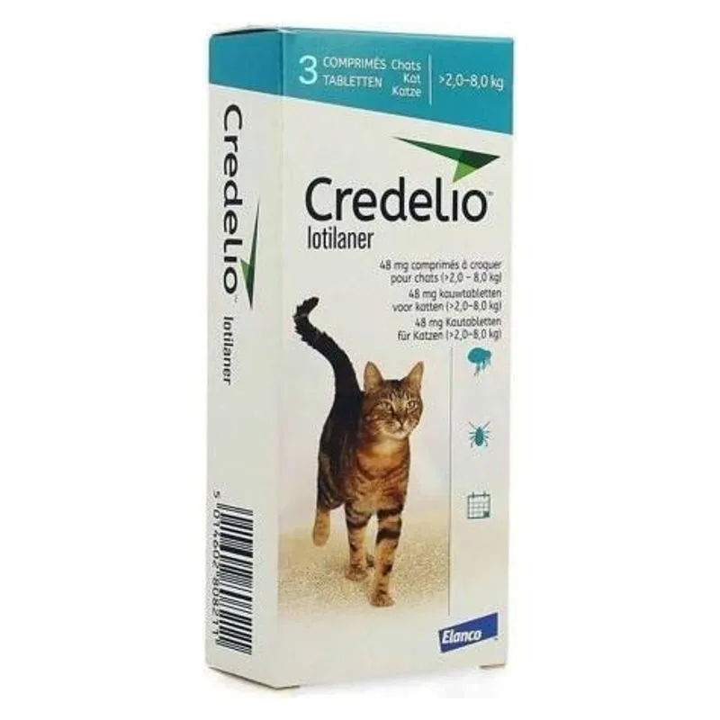 Cutia de Credelio Cat cu lotilaner, comprimate masticabile pentru pisici