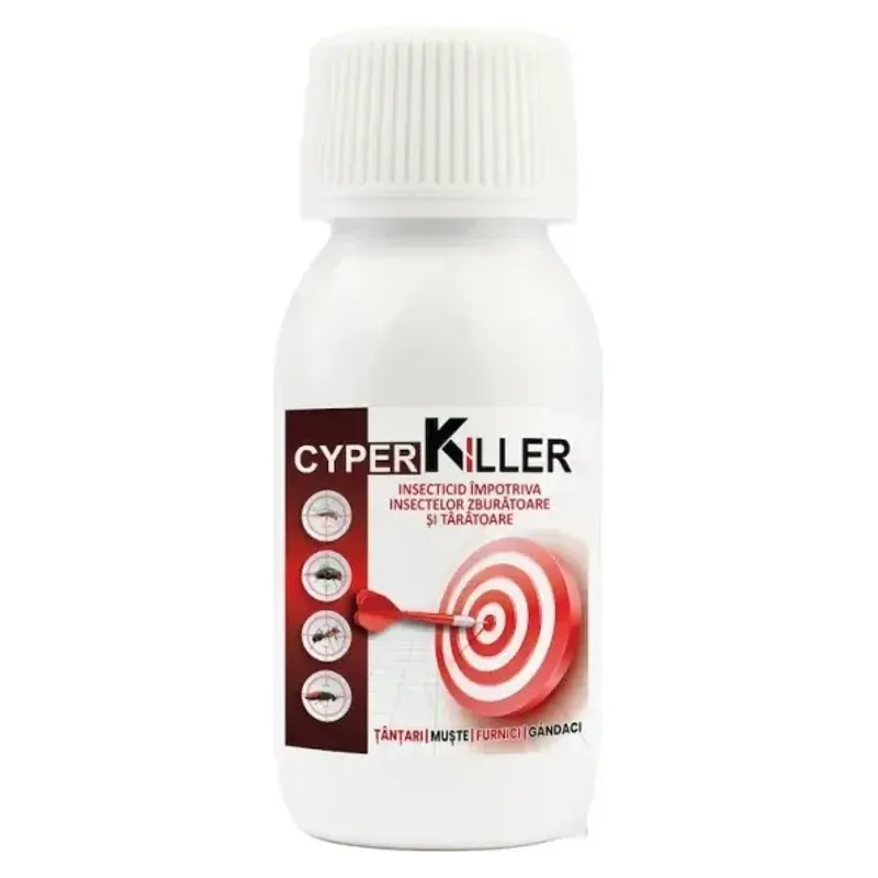 Flaconul de Cyper Killer 100 ml, insecticid împotriva insectelor zburătoare și târâtoare