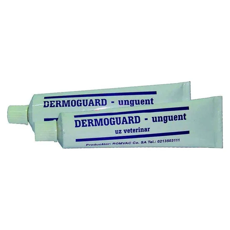 Două tuburi de Dermoguard, unguent veterinar de la Romvac