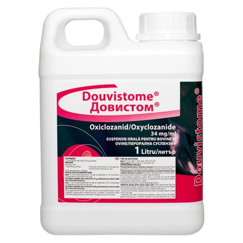 Bidonul de Douvistome 1 L, suspensie orală cu oxiclozanid pentru bovine și ovine