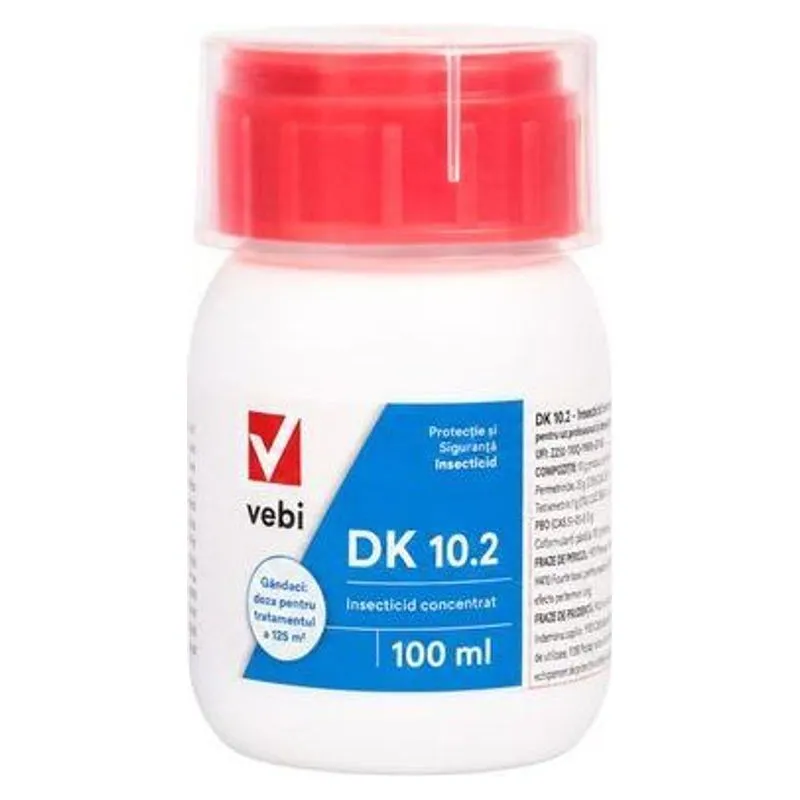 Flaconul de 100 ml de Draker DK 10.2, insecticid concentrat microîncapsulat Vebi