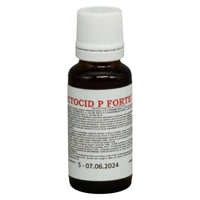 Flaconul de Ectocid P Forte insecticid concentrat, Promedivet, ambalaj de 20 ml