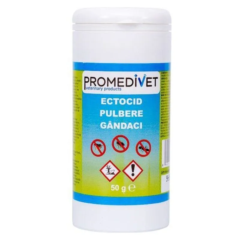 Flaconul de Ectocid pulbere gândaci Promedivet, 50 g