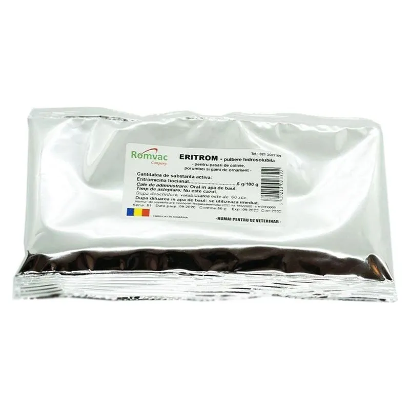 Plicul de Eritrom pulbere hidrosolubilă, Romvac, ambalaj de 100 g