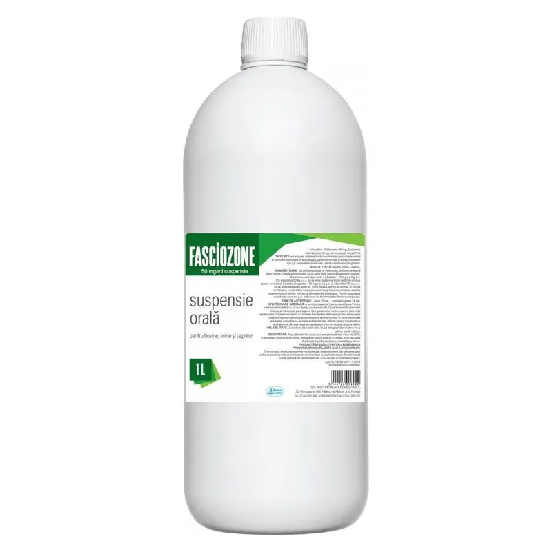 Flaconul de Fasciozone 1 L, suspensie orală cu oxiclozanid de la Pasteur Filipești