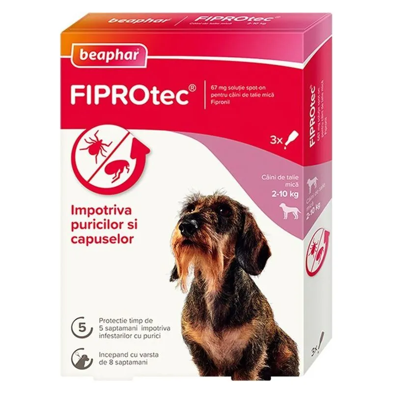 Cutia de Fiprotec pentru câini de 2-10 kg, soluție spot-on cu fipronil