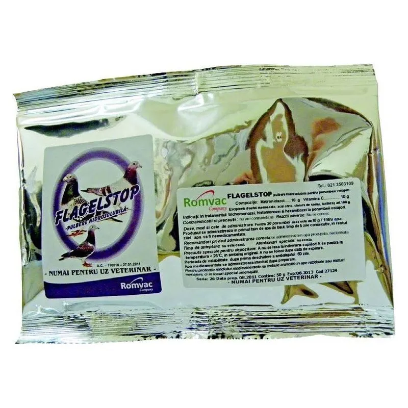 Plicul de Flagelstop, pulbere hidrosolubilă de 50 g pentru porumbei