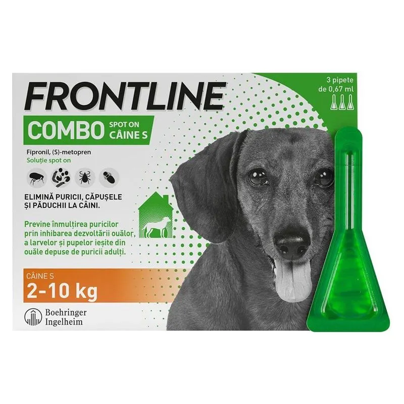 Cutia de Frontline Combo S pentru câini de 2-10 kg, soluție spot-on
