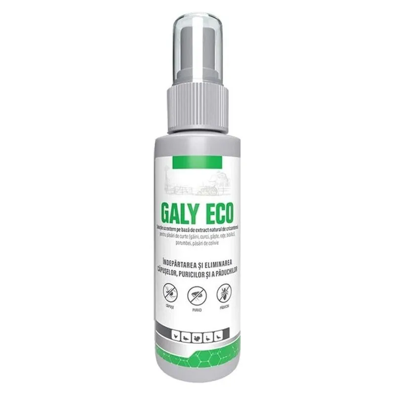 Flaconul cu pulverizator de Galy Eco Spray, 100 ml, pentru păsări de curte, porumbei și păsări de colivie