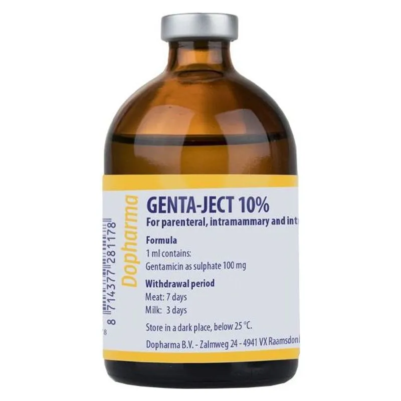 Flaconul de Genta-Ject 10%, soluție injectabilă cu gentamicină, 100 ml