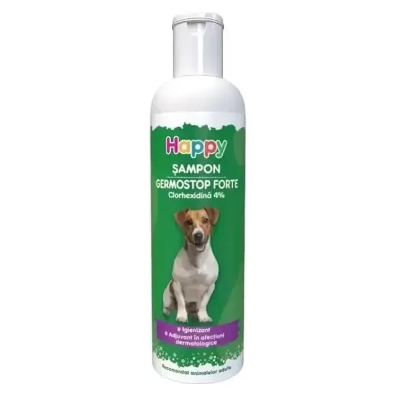 Flaconul de Happy Șampon Germostop Forte cu clorhexidină 4%, 200 ml