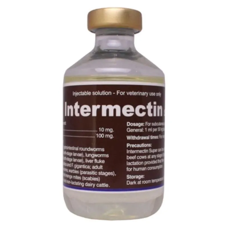 Flaconul de Intermectin Super 50 ml, soluție injectabilă cu ivermectină și clorsulon