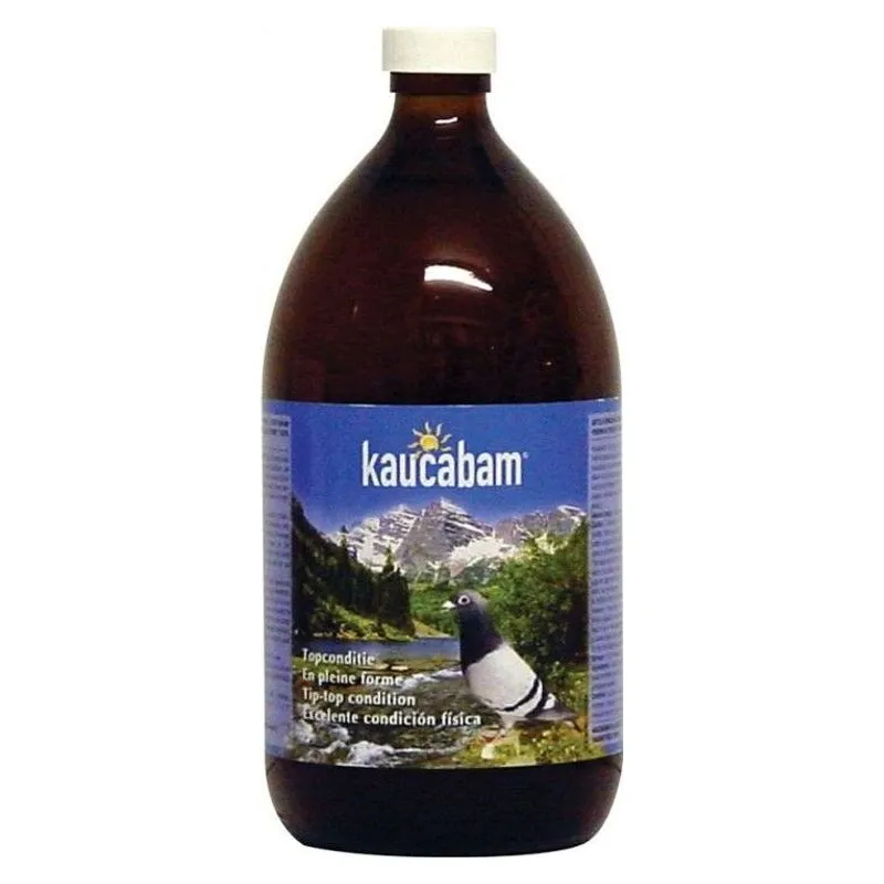 Flaconul de 1 litru de Kaucabam Bio+, concentrat de kefir pentru porumbei