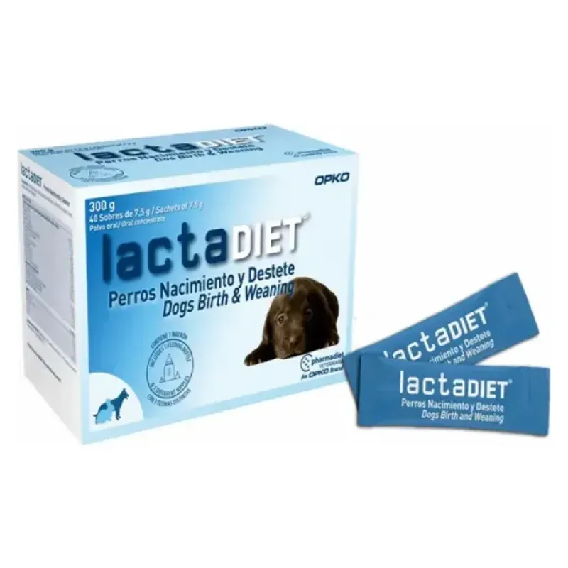 Cutia albastră de Lactadiet cu plicuri, lapte praf pentru căței, naștere și înțărcare
