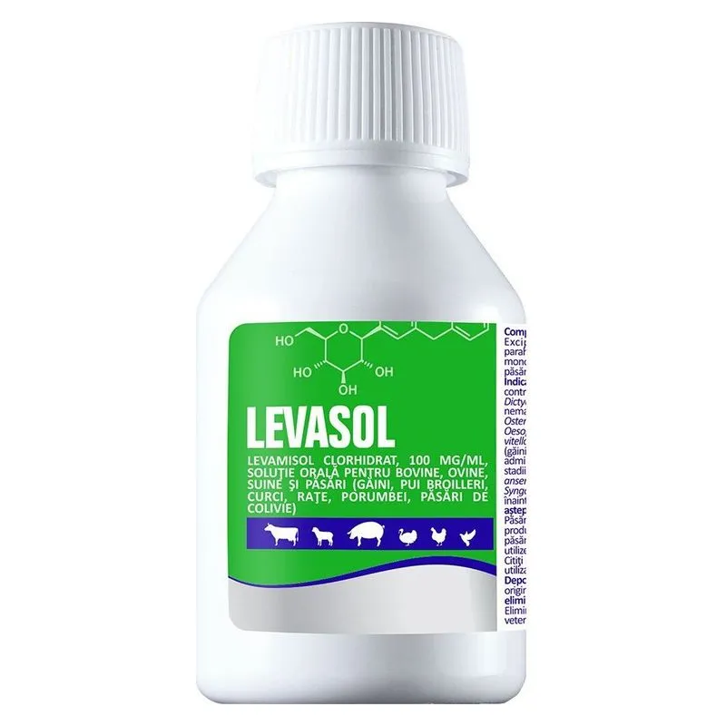 Flaconul de Levasol 100 mg/ml, soluție orală cu levamisol de la Pasteur