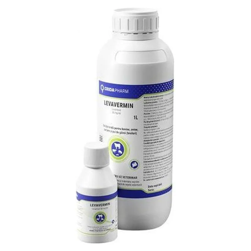 Flaconul și cutia de Levavermin 50 mg/ml, soluție orală cu levamisol