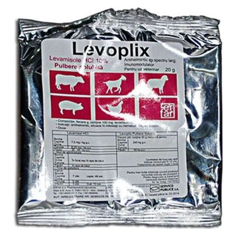 Plicul de Levoplix 10%, pulbere orală cu levamisol, 20 g