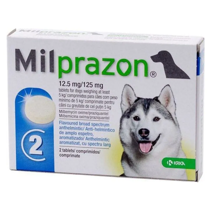 Cutia de Milprazon Dog 12,5 mg/125 mg, comprimate pentru câini de cel puțin 5 kg