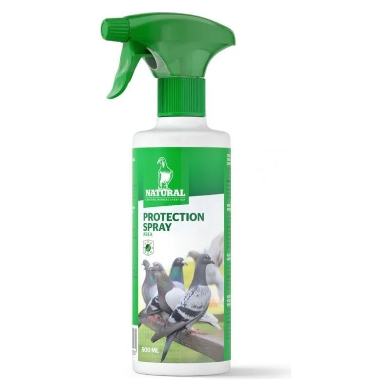 Flaconul de 500 ml de Protection Spray Area din gama Natural, cu pulverizator verde, pentru porumbei