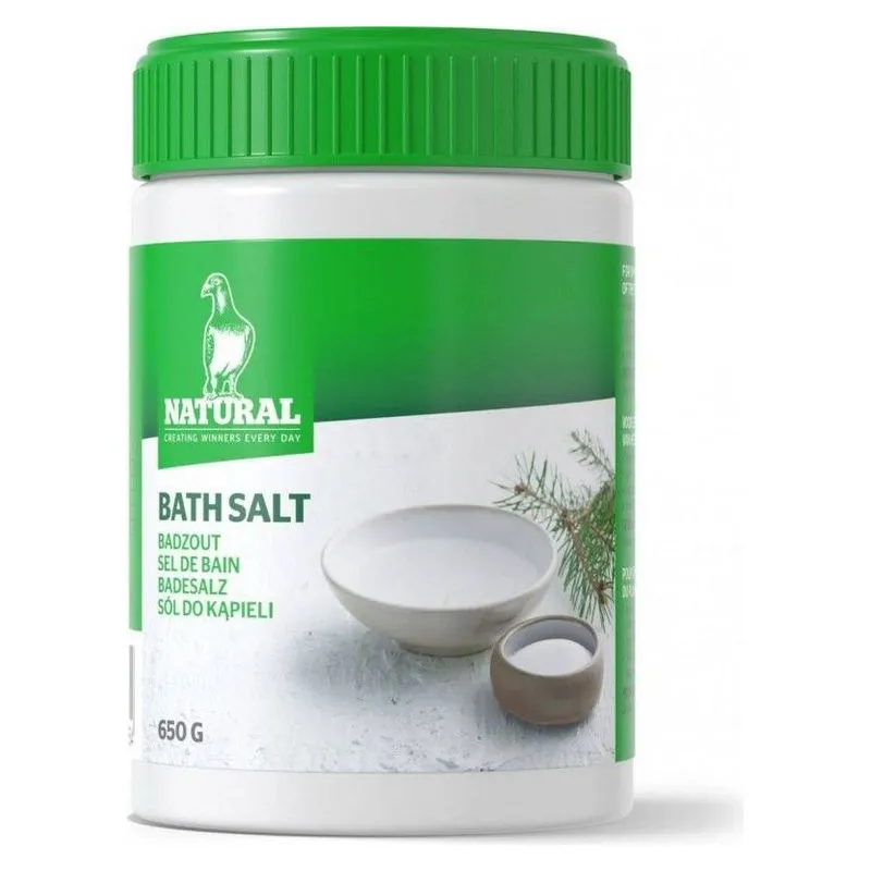 Borcanul de Natural Bath Salt de 650 g, sare de baie pentru porumbei