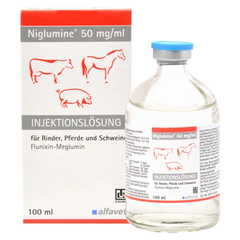 Cutia și flaconul de Niglumine 50 mg/ml, soluție injectabilă cu flunixin meglumină, 100 ml