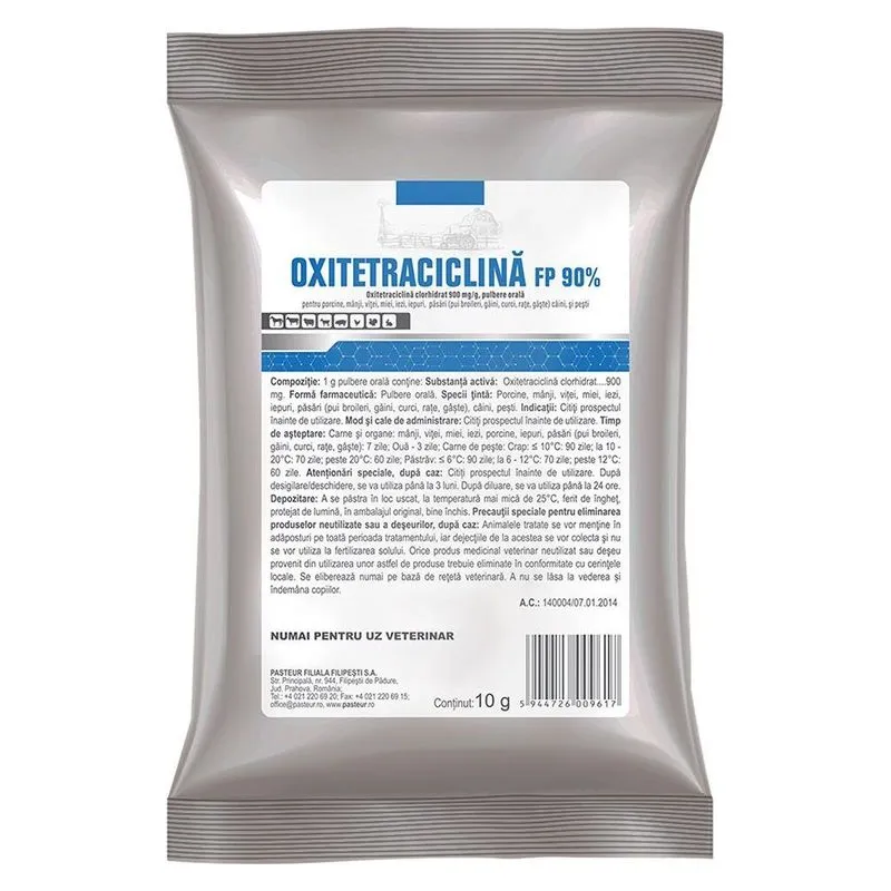 Plic de Oxitetraciclină FP 90%, pulbere orală de 10 g