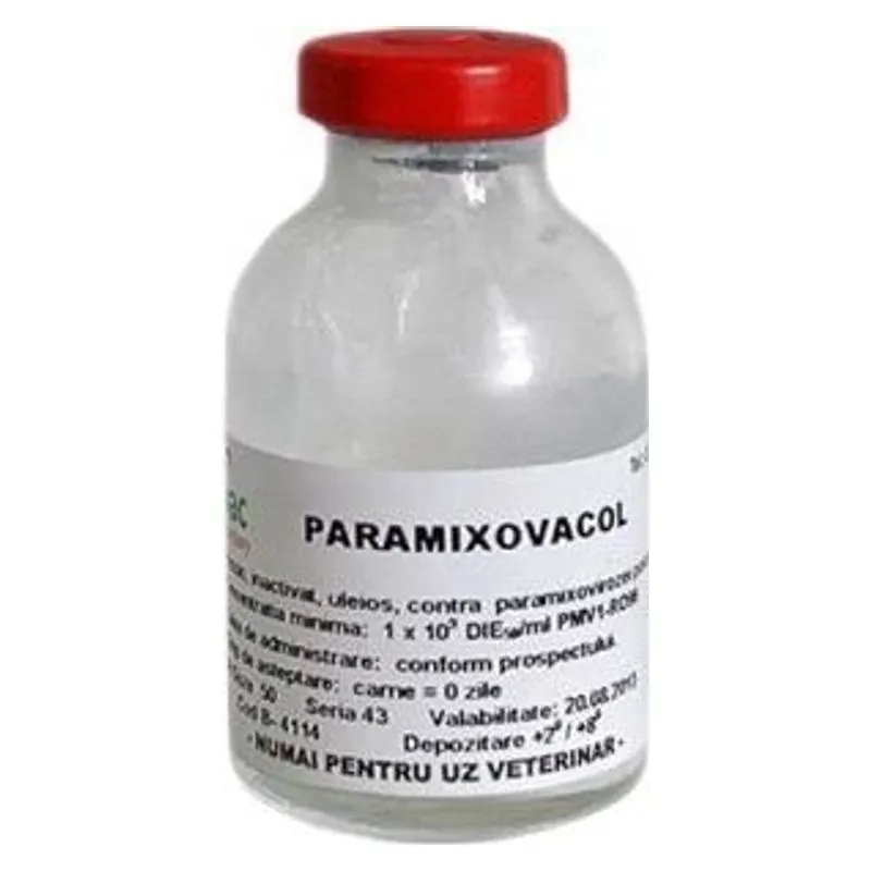 Flaconul de Paramixovacol, vaccin pentru porumbei