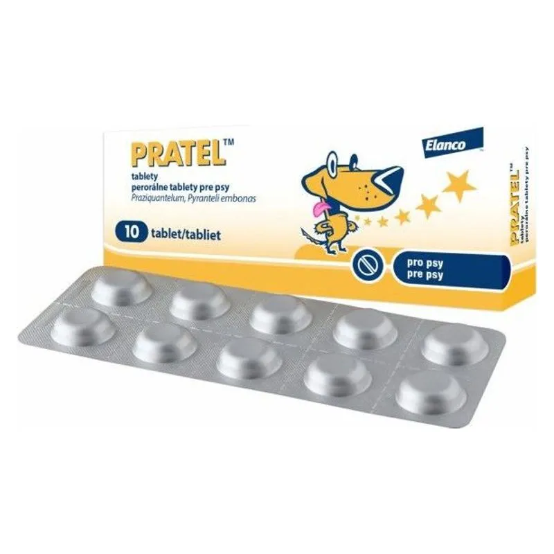Cutia și blisterul de Pratel, comprimate pentru câini
