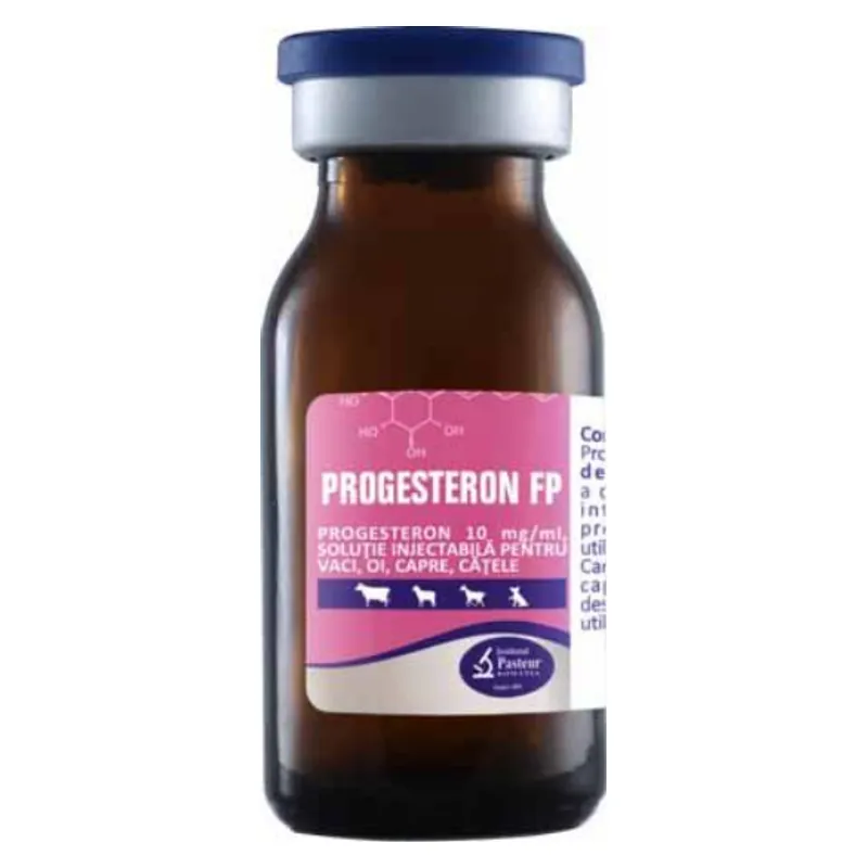 Flaconul de Progesteron FP 10 mg/ml de la Institutul Pasteur, soluție injectabilă