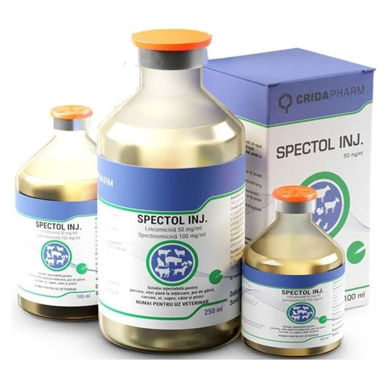 Flacoanele și cutia de Spectol injectabil, soluție cu lincomicină și spectinomicină