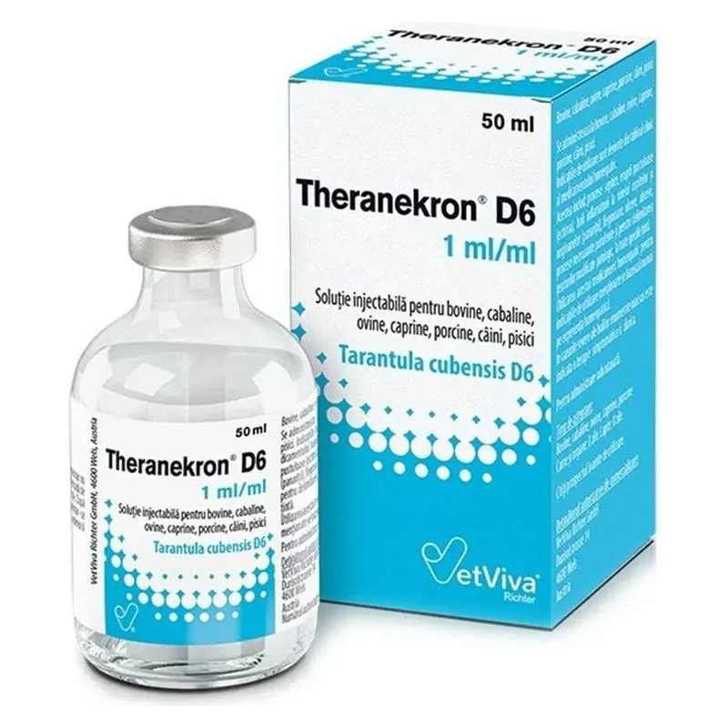 Flaconul și cutia de Theranekron D6, soluție injectabilă de 50 ml de la Vetviva