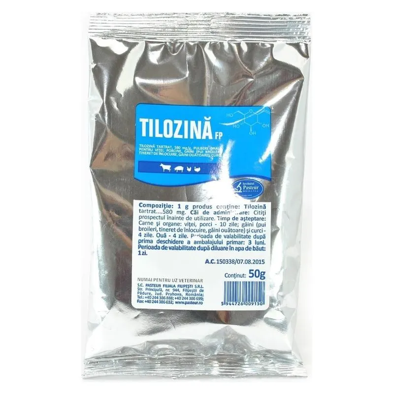 Punga de Tilozină FP 50 g, pulbere orală cu tilozină tartrat pentru viței, porci și păsări
