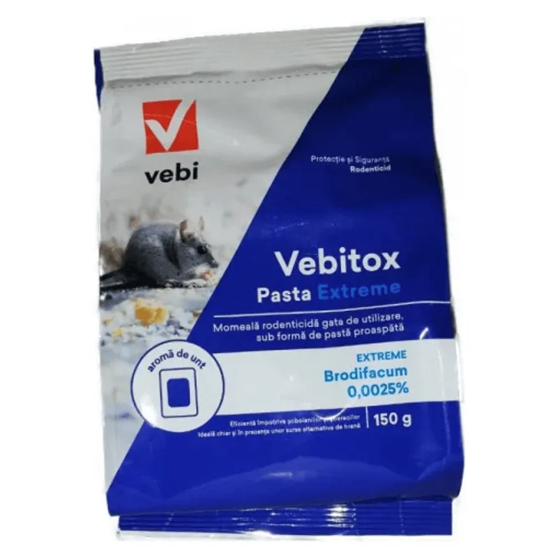 Punga albastră de Vebitox Pasta Extreme 150 g, momeală raticidă sub formă de pastă
